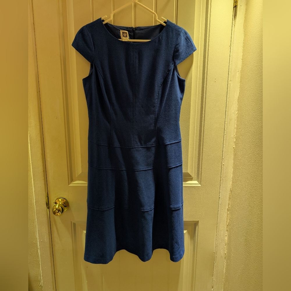 Elegant Blue Cap Sleeve Dress